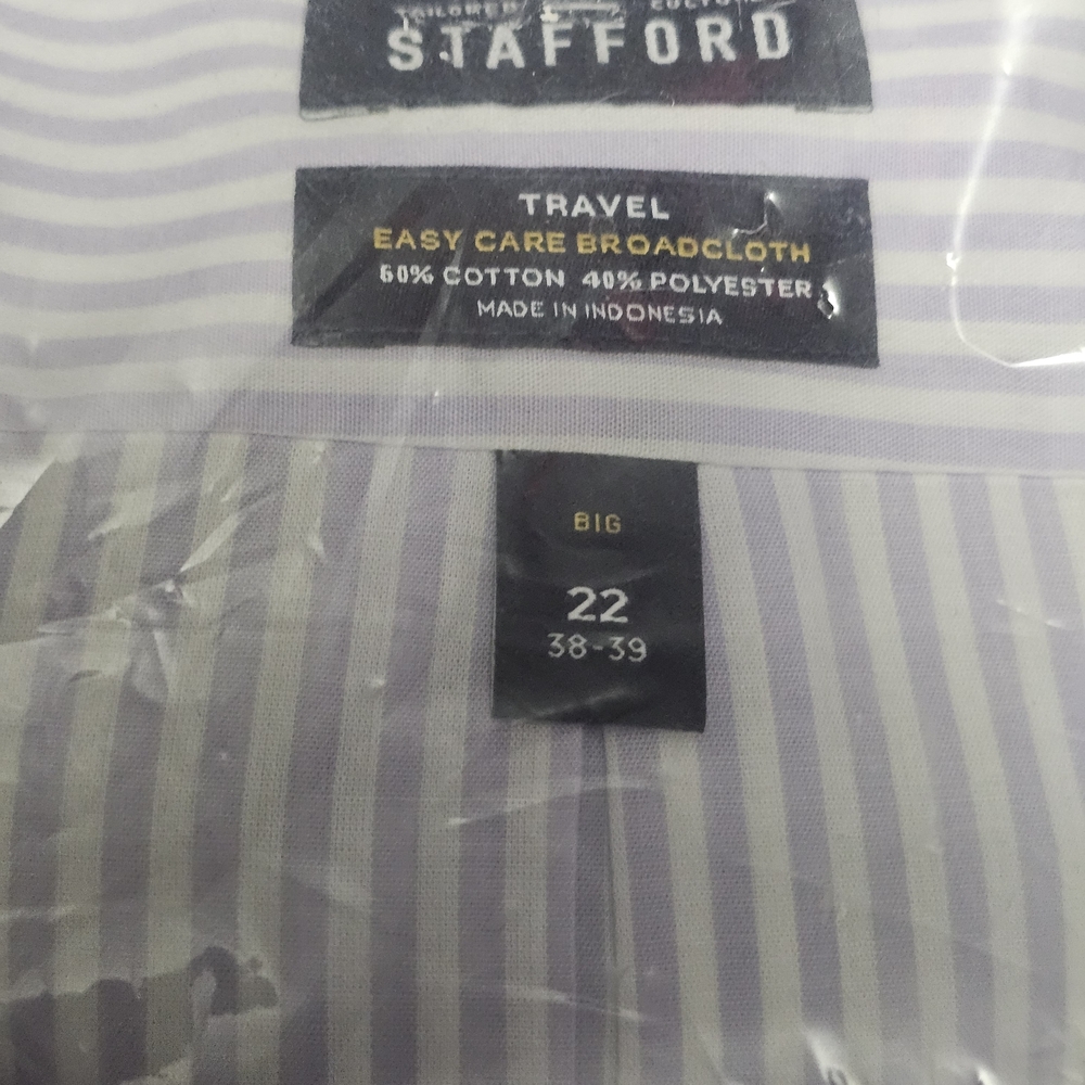 Stafford Purple and White Striped Shirt